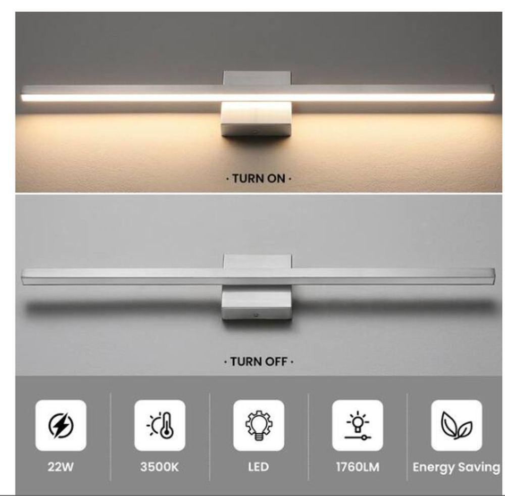 KAISITE 32 in. 1-Light Brushed Nickel LED Vanity Light Bar Wall Sconce Light